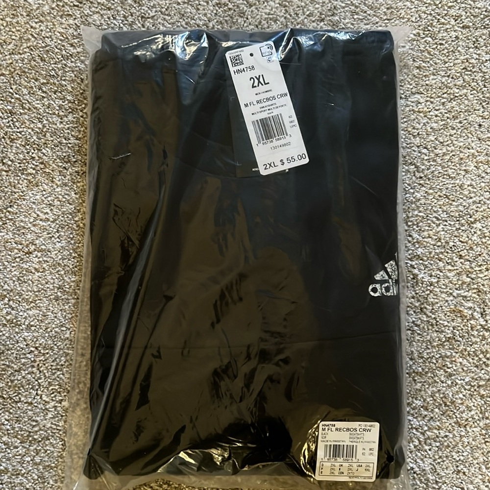 Adidas Stadium Fleece Badge of Sport Crew Sweatshirt, Mens Sz 2XL, Black, HN4758 - Picture 2 of 3